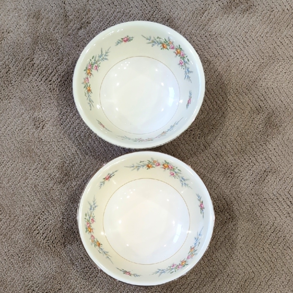 Two 40's Homer Laughlin Eggshell Nautilus Ferndale China Serving Bowls 8" D